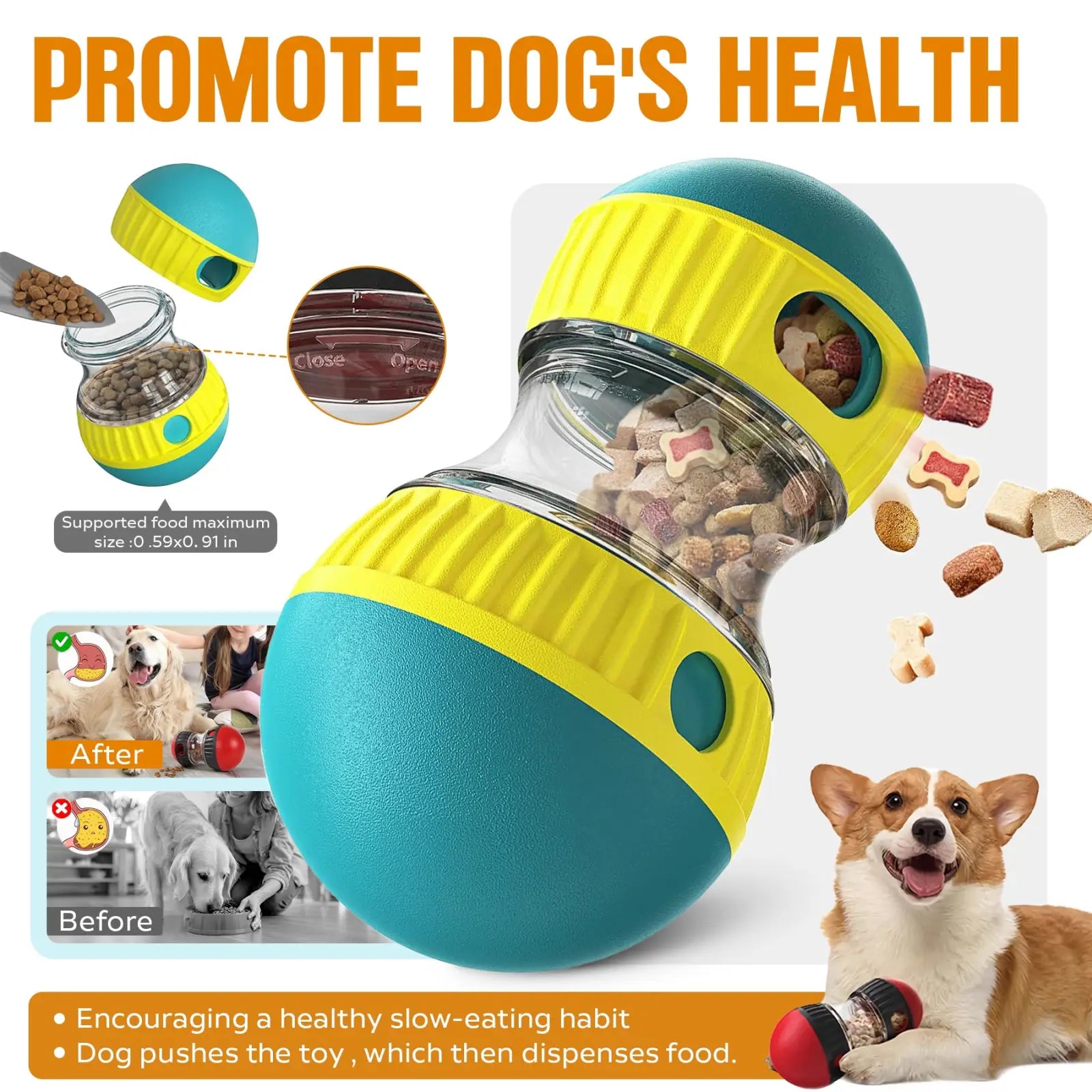Dog Puzzle Toy Adjustable Treat Dispensing Slow Feeder