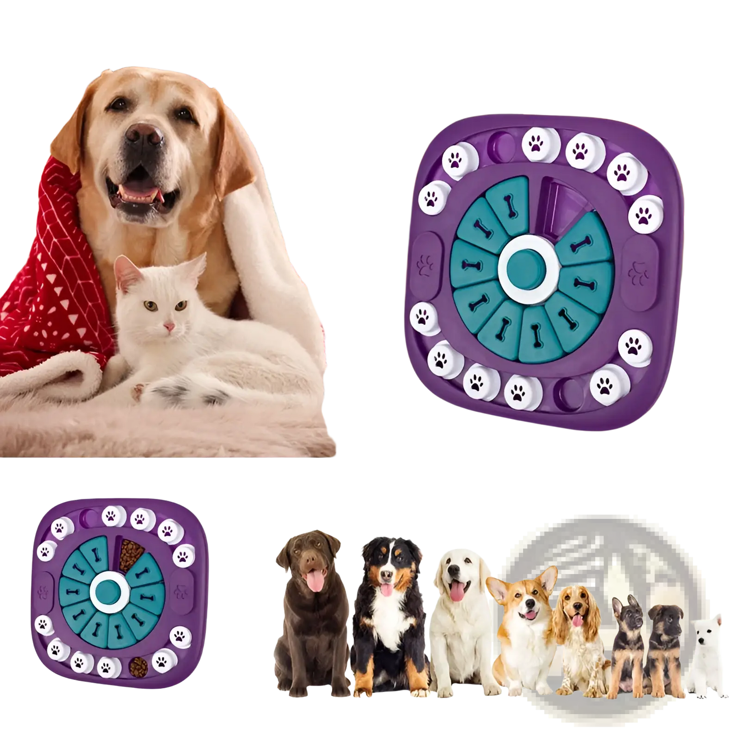 Dog Puzzle Toy Interactive Squeaky Treat Feeder Maze