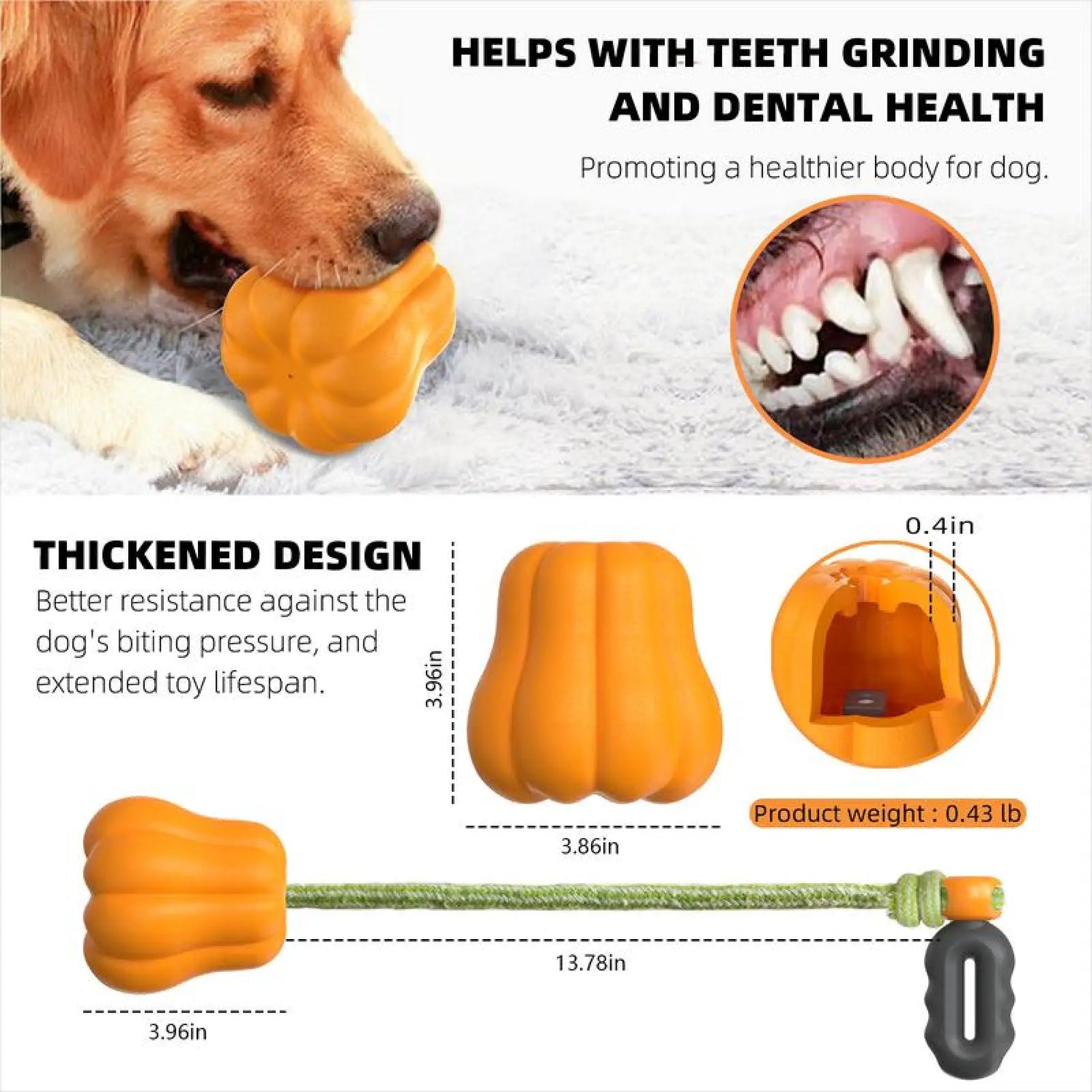 Dog Rope Fetch Toy for Aggressive Chewers Pumpkin Shape