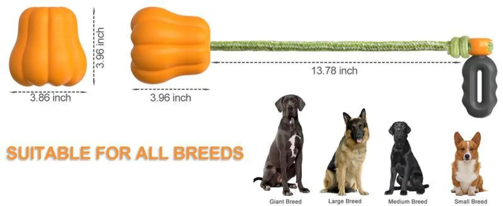 Dog Rope Fetch Toy for Aggressive Chewers Pumpkin Shape