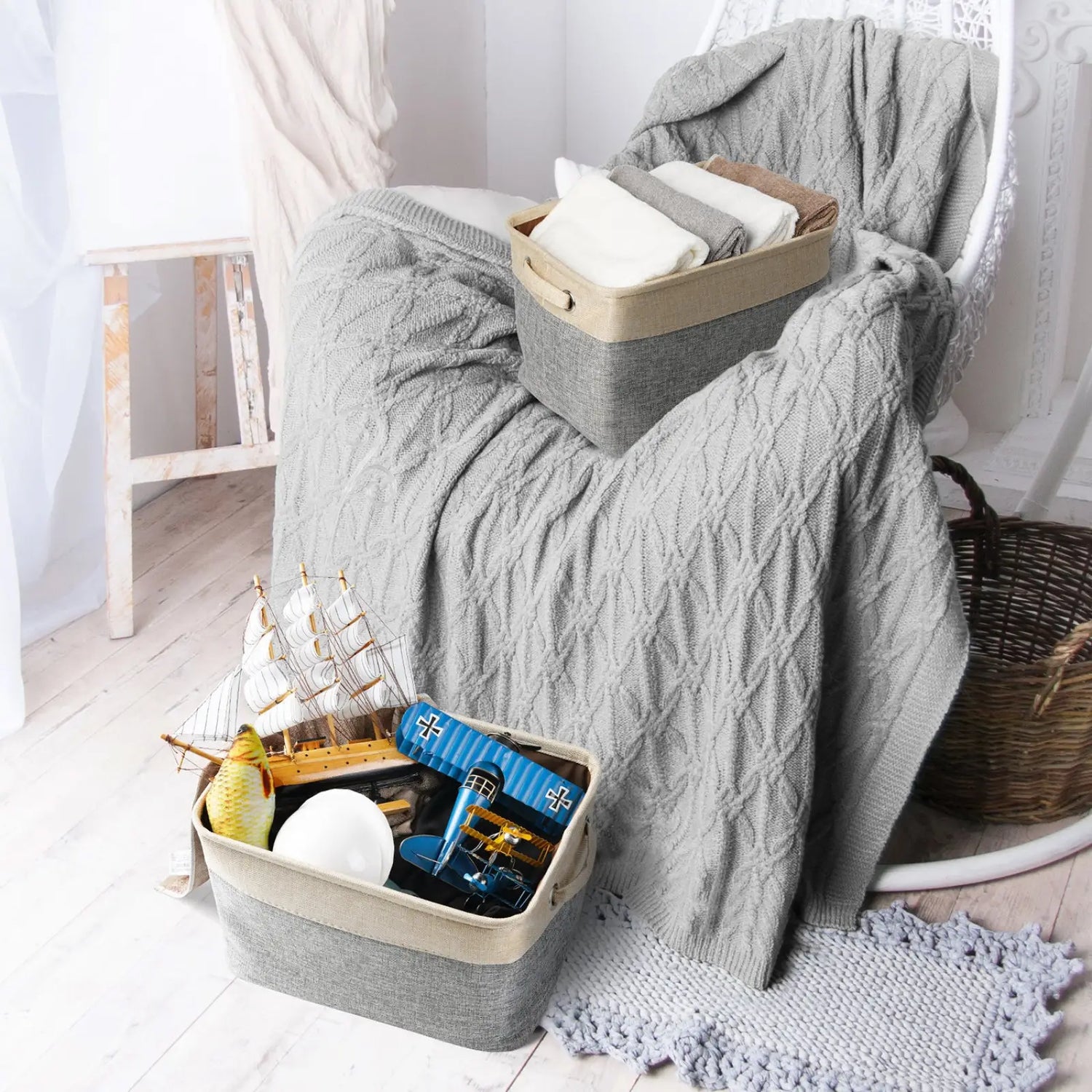 Dog Toy Basket Linen Storage Bin for Pet Supplies