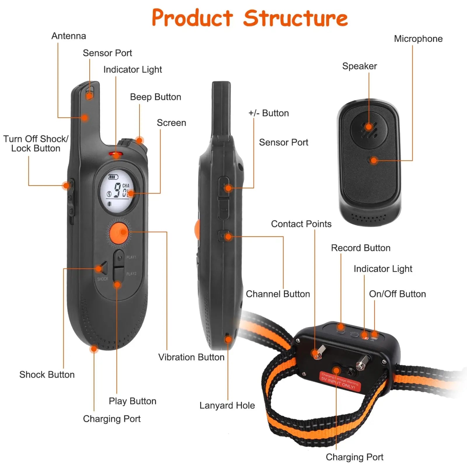 Dog Training Collar 984ft Waterproof with Voice Record