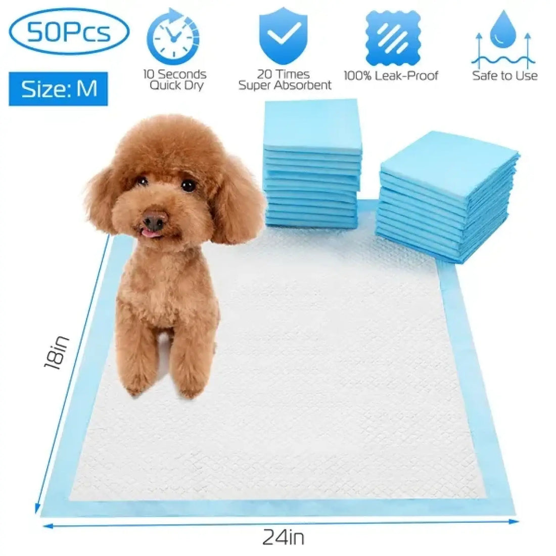 Dog Training Pads 50 Count 24x18 Inch Leak Proof Mats