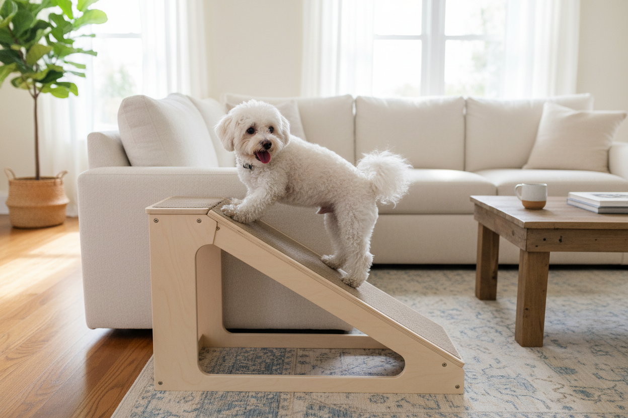 DoggoRamps Adjustable Hardwood Dog Ramp – Solid Maple for Beds &amp; Couches