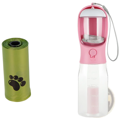 Dog Water Bottle 3 in 1 Portable Feeder with Poop Bag