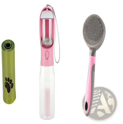 Dog Water Bottle 3 in 1 Portable Feeder with Poop Bag