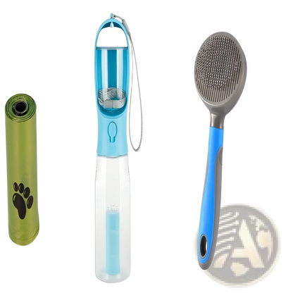 Dog Water Bottle 3 in 1 Portable Feeder with Poop Bag