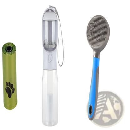 Dog Water Bottle 3 in 1 Portable Feeder with Poop Bag