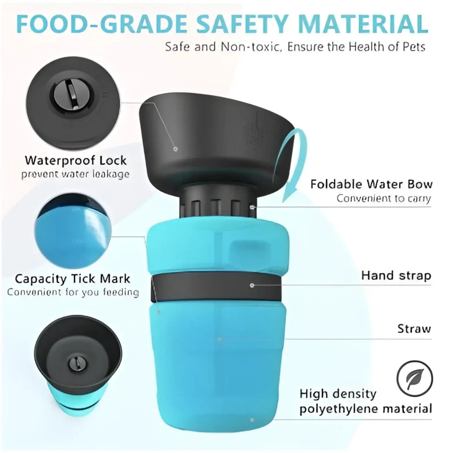 Dog Water Bottle Foldable Travel Dispenser Bowl