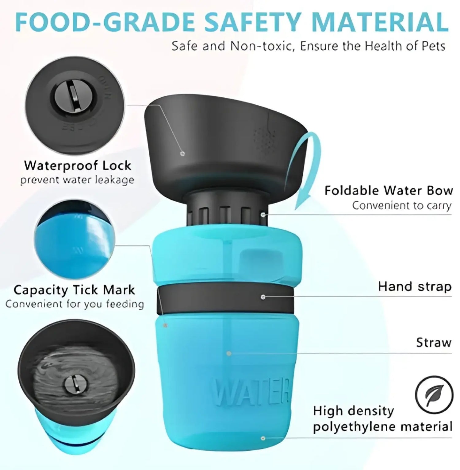 Dog Water Bottle Foldable Travel Dispenser Bowl
