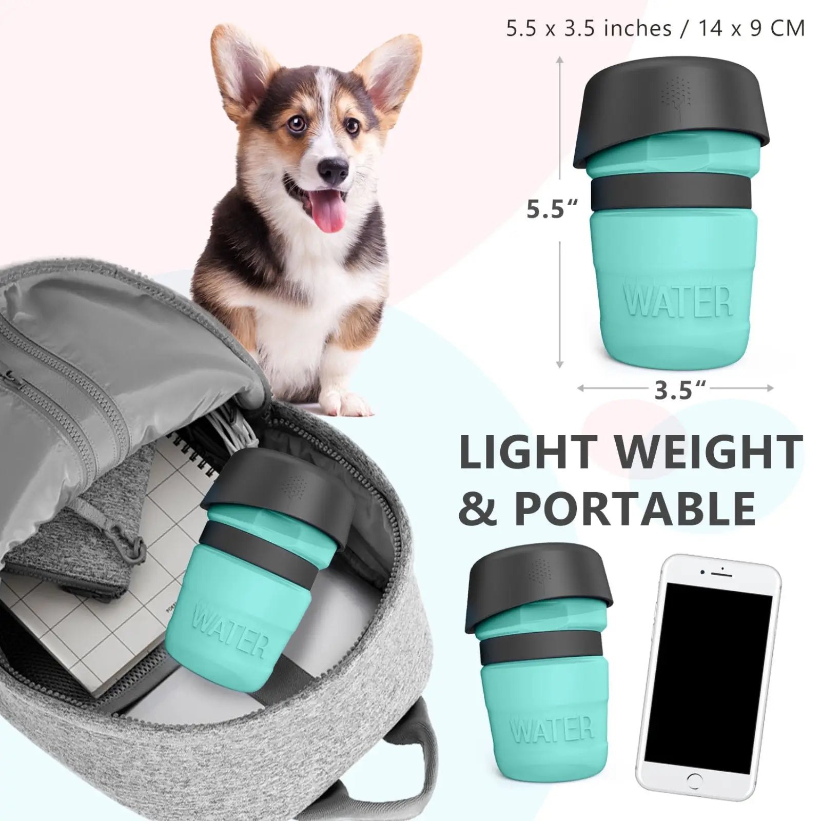 Dog Water Bottle Foldable Travel Dispenser Bowl