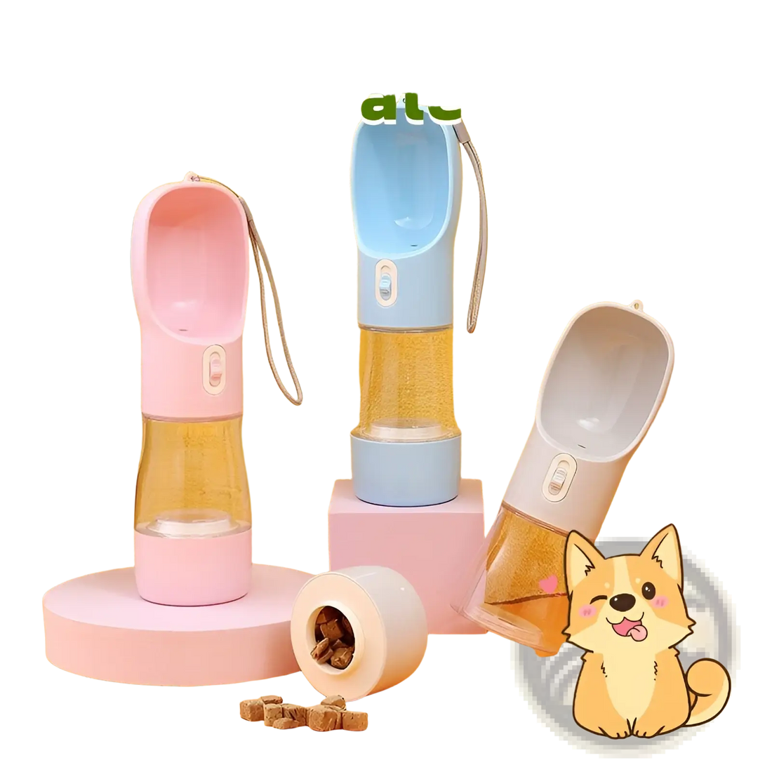 Dog Water Bottle Portable Travel Feeder Bowl 458ml