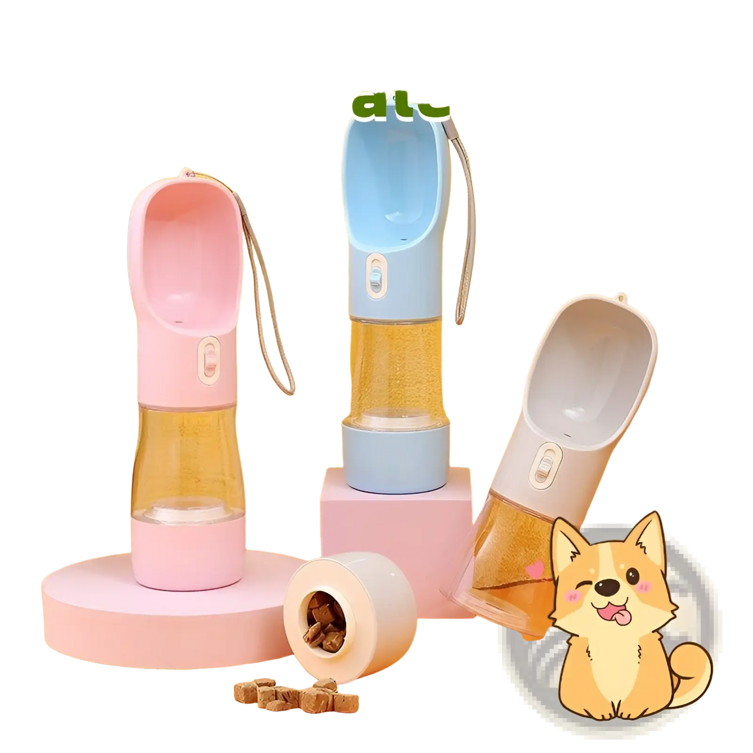 Dog Water Bottle Portable Travel Feeder Bowl 458ml