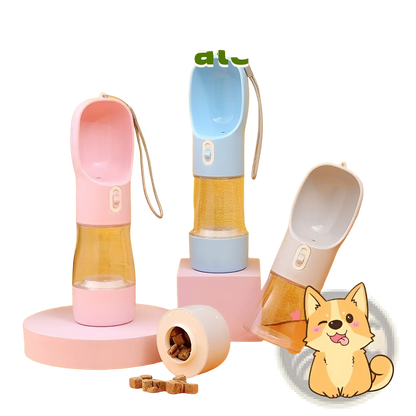 Dog Water Bottle Portable Travel Feeder Bowl 458ml