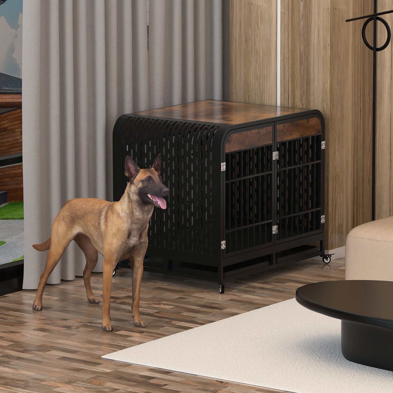 Heavy Duty Dog Crate Furniture Wooden Table 42inch Brown
