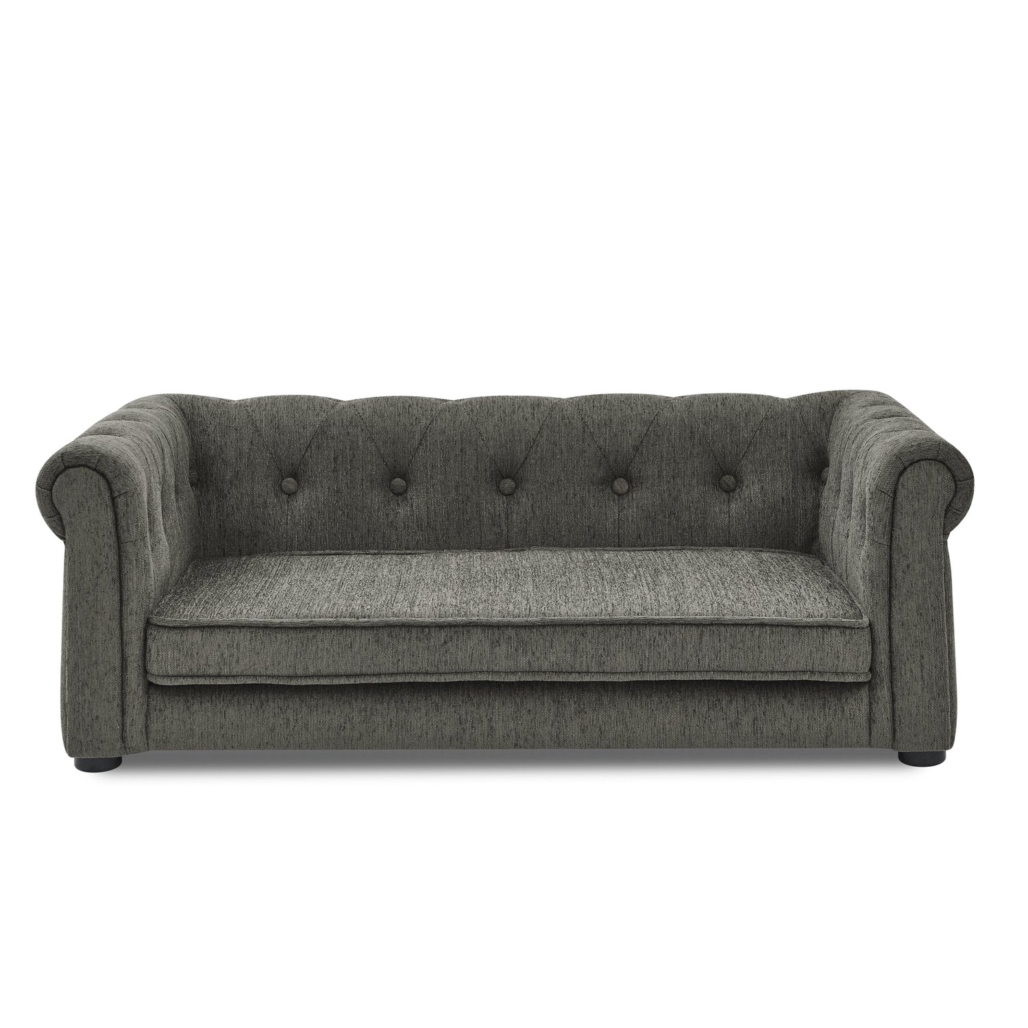 Modern Style Elegant Rectangle Pet Bed for Small and Medium Dogs, Durable Elevated Dog Sofa, Dark Grey Foam