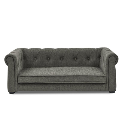 Modern Style Elegant Rectangle Pet Bed for Small and Medium Dogs, Durable Elevated Dog Sofa, Dark Grey Foam