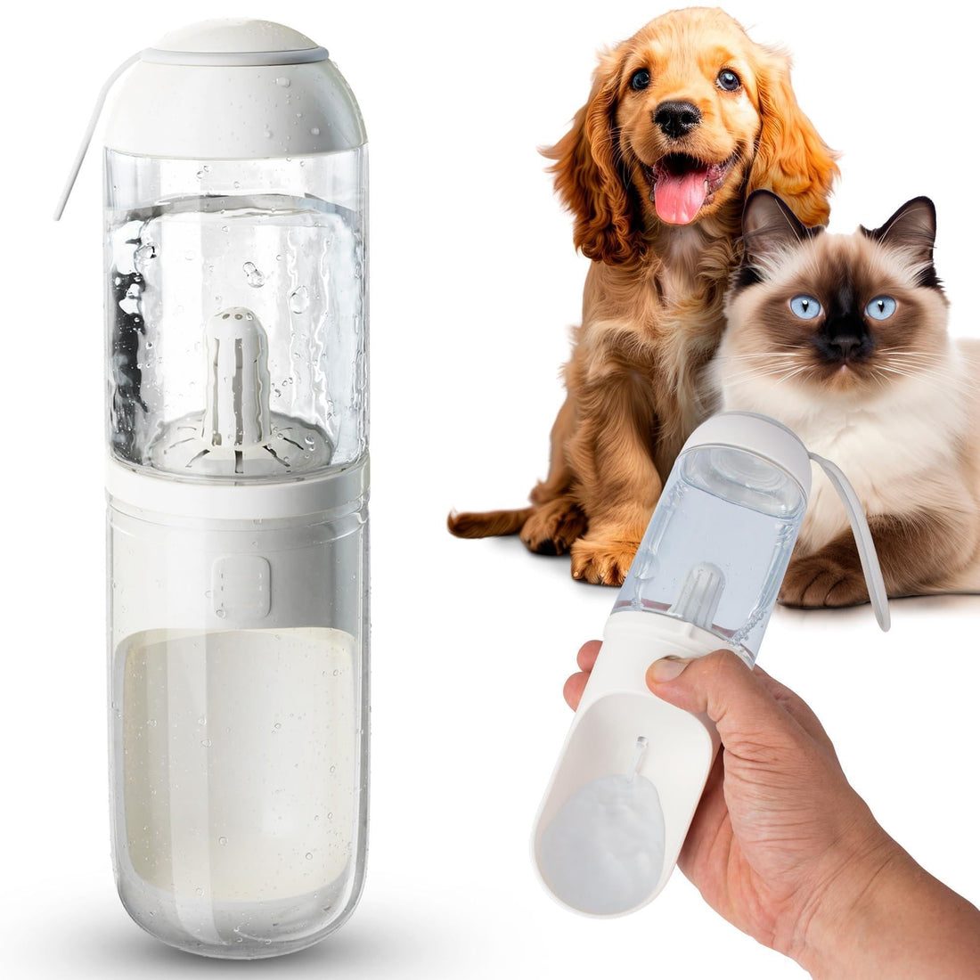 Portable Dog Water Bottle Dispenser 12 oz Silicone Strap &amp; Filter