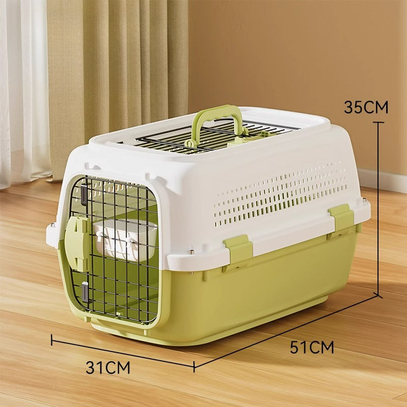 Sided Pet Carrier For Small Dogs &amp; Cats, Airline Approved Travel Crate With Enhanced Security Latches, Front &amp; Top Load Wire Door, Food Bowl For Traveling, Hiking, Camping