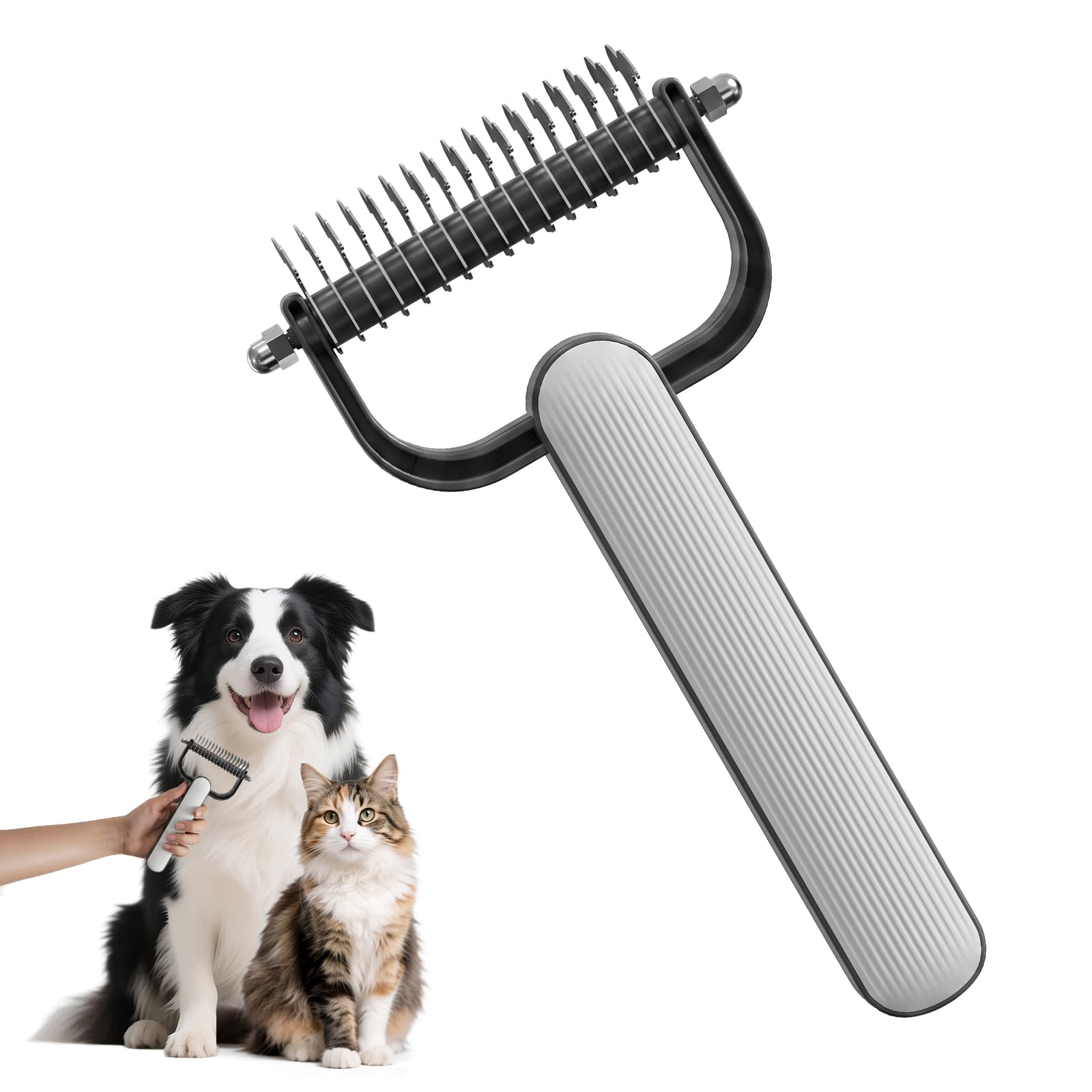 2026 New Double-Sided Dematting Comb For Dogs &amp; Cats, Pet Grooming Tool For Long Haired Thick Double Coat Pets, Undercoat Rake Deshedding Brush For Tangles Matted Shedding Fur