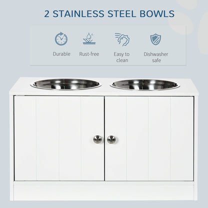 PawHut Large Elevated Dog Bowls with Storage Cabinet