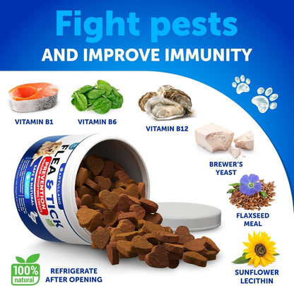 Flea &amp; Tick Chews for Dogs 240 Count 2-Pack Vitamins B1/B6/B12 All Breeds