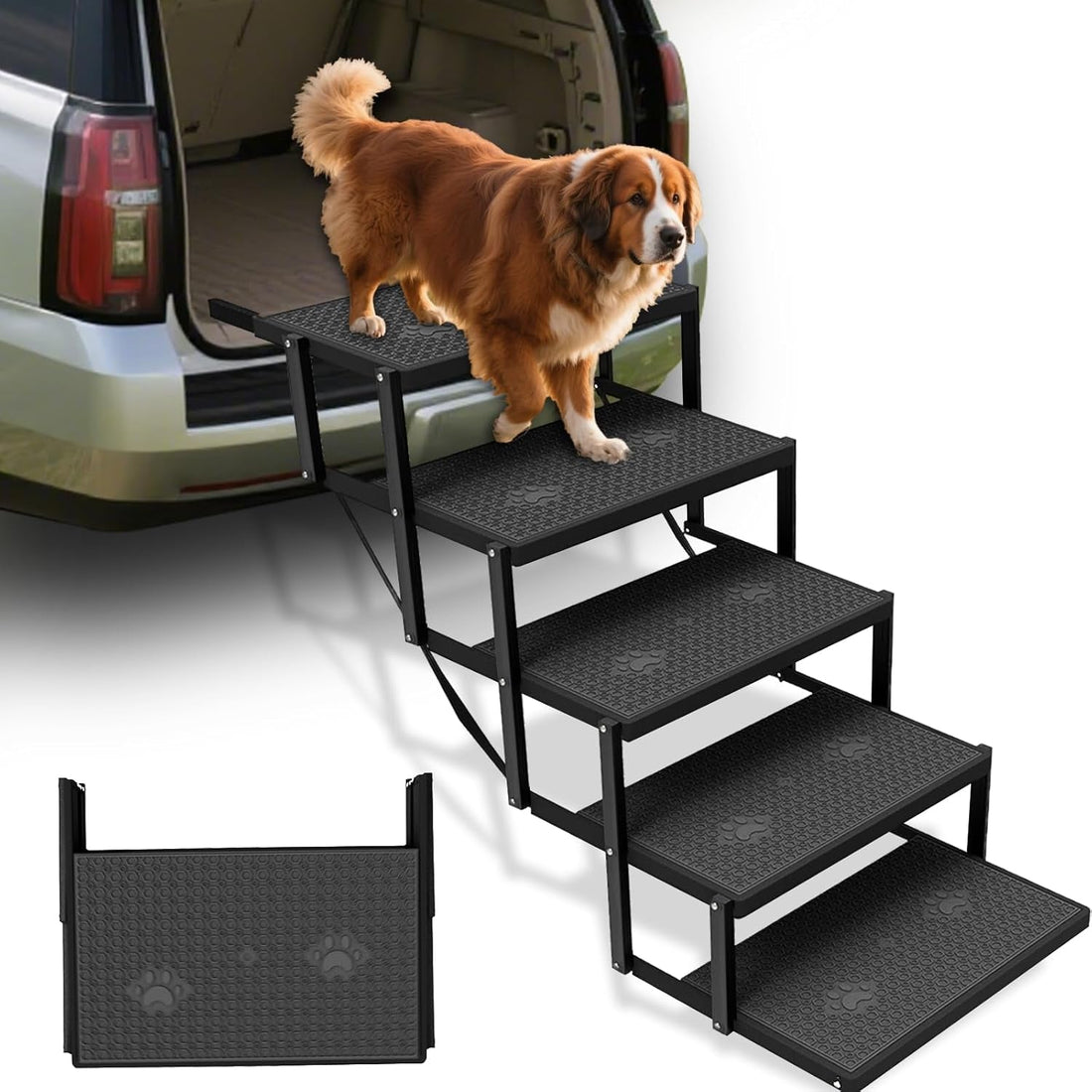 Dog Stairs for Car Foldable Pet Steps Heavy Duty Large Dogs 5 Step