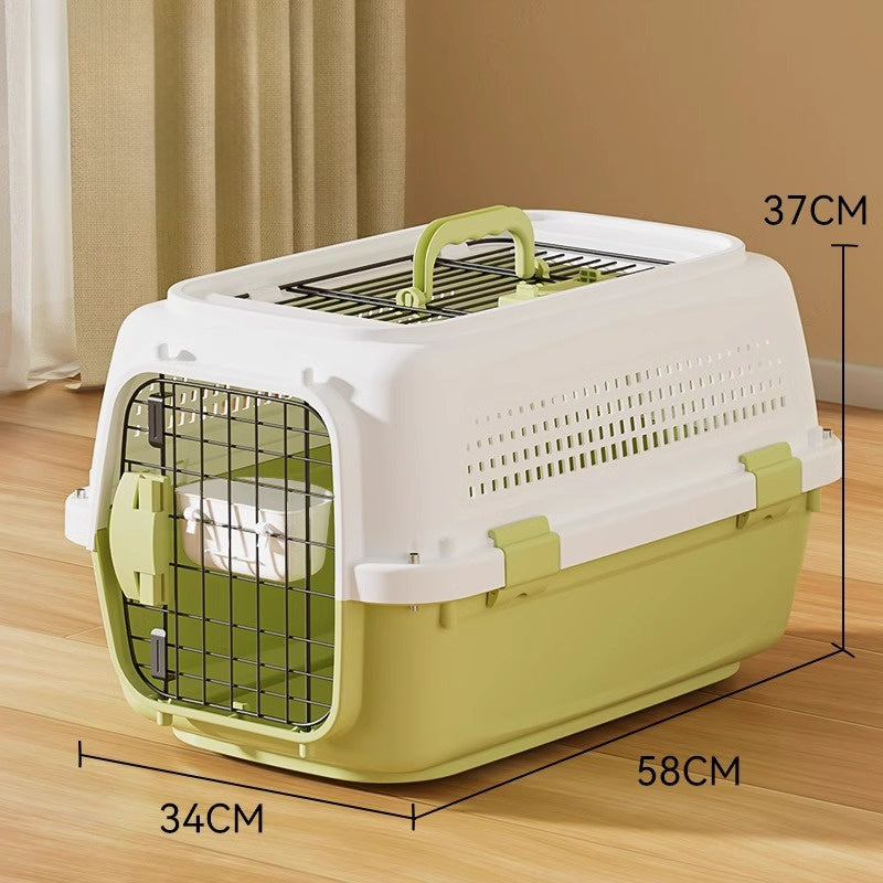 Sided Pet Carrier For Small Dogs &amp; Cats, Airline Approved Travel Crate With Enhanced Security Latches, Front &amp; Top Load Wire Door, Food Bowl For Traveling, Hiking, Camping