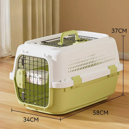 Sided Pet Carrier For Small Dogs &amp; Cats, Airline Approved Travel Crate With Enhanced Security Latches, Front &amp; Top Load Wire Door, Food Bowl For Traveling, Hiking, Camping