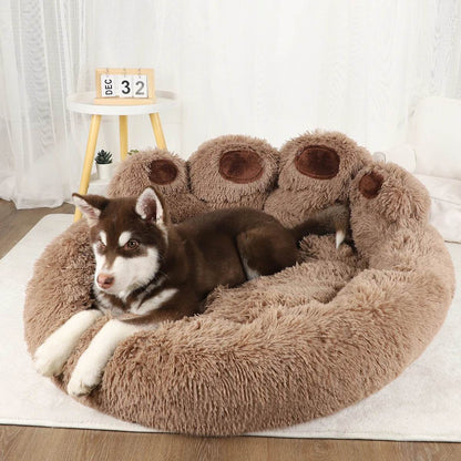 Big Paw Plush Pet Sofa Bed – Washable Dog &amp; Cat Bed with Calming Raised Edges (Small to XL)
