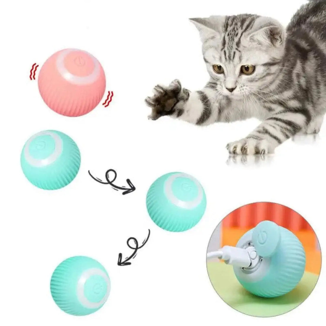 Electric Dog Cat Ball Toy Interactive Rolling Pet Ball
