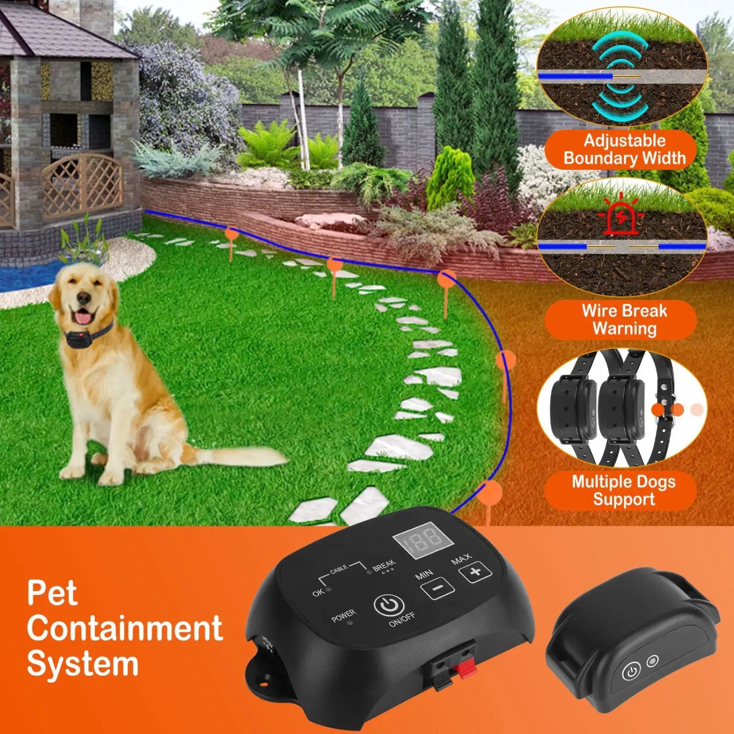 Electric Dog Fence System Ipx7 Waterproof Pet Containment