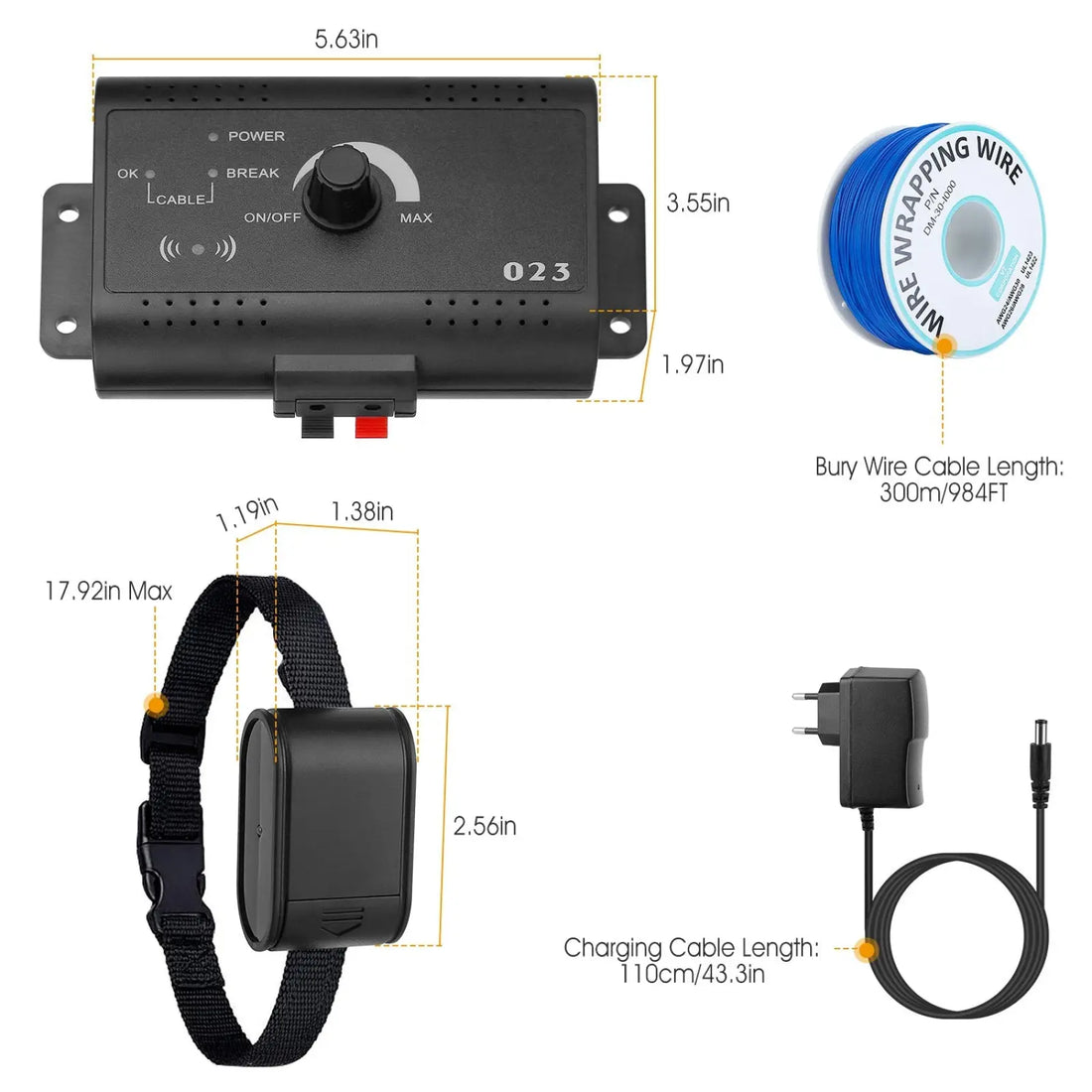 Electric Dog Fence System with Water Resistant Collar