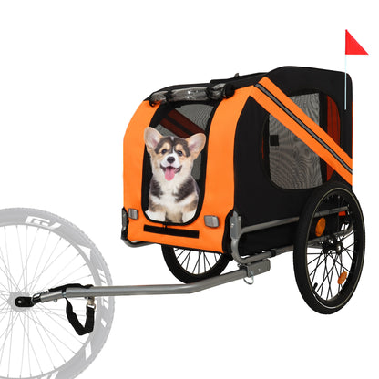 Large Folding Bike Trailer for Dogs – 66LB Capacity All-Terrain Pet Carrier, Durable Steel Frame for Cycling, Jogging, Camping &amp; Outdoor Adventures, Black-Orange