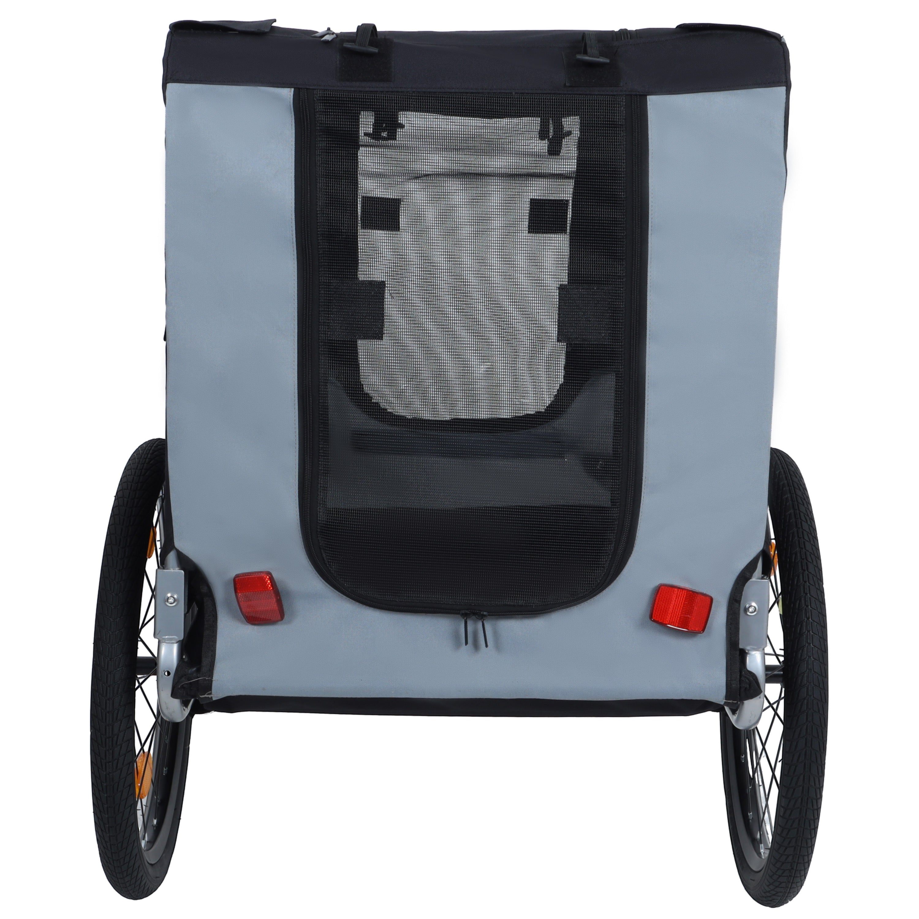 Large Folding Bike Trailer for Dogs – 66LB Capacity All-Terrain Pet Carrier, Durable Steel Frame for Cycling, Jogging, Camping &amp; Outdoor Adventures, Black- Gray