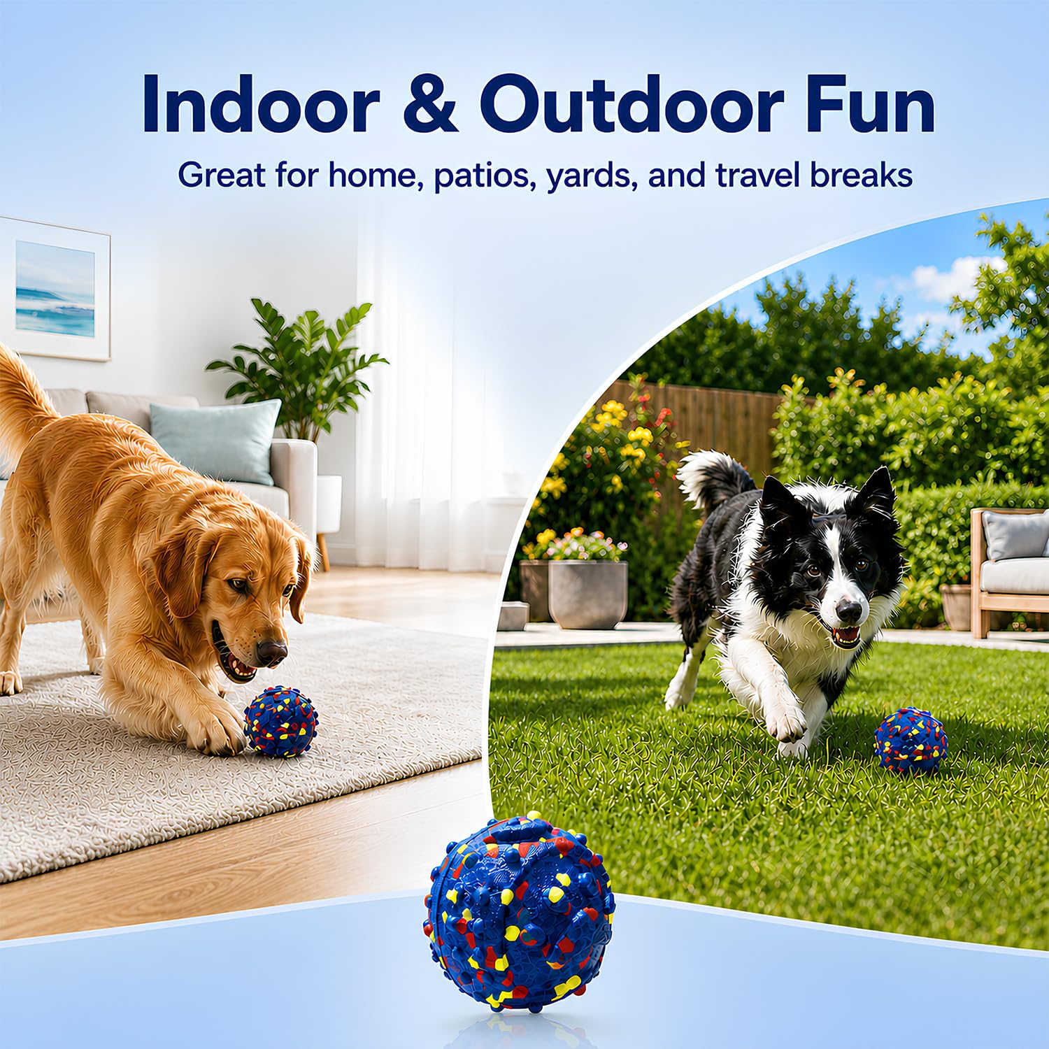 Smart Interactive Dog Toys For Large Dogs, 3.1 Inch Auto Lightweight Moving Dog Toy, Chew-Resistant E-TPU Interactive Dog Ball, IP54 Waterproof, USB-C Rechargeable, Indoor &amp; Outdoor