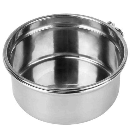 Stainless Steel Dog Bowl, Hanging Pet Food &amp; Water Bowl with Clamp Holder, Detachable Cage Feeding Bowl