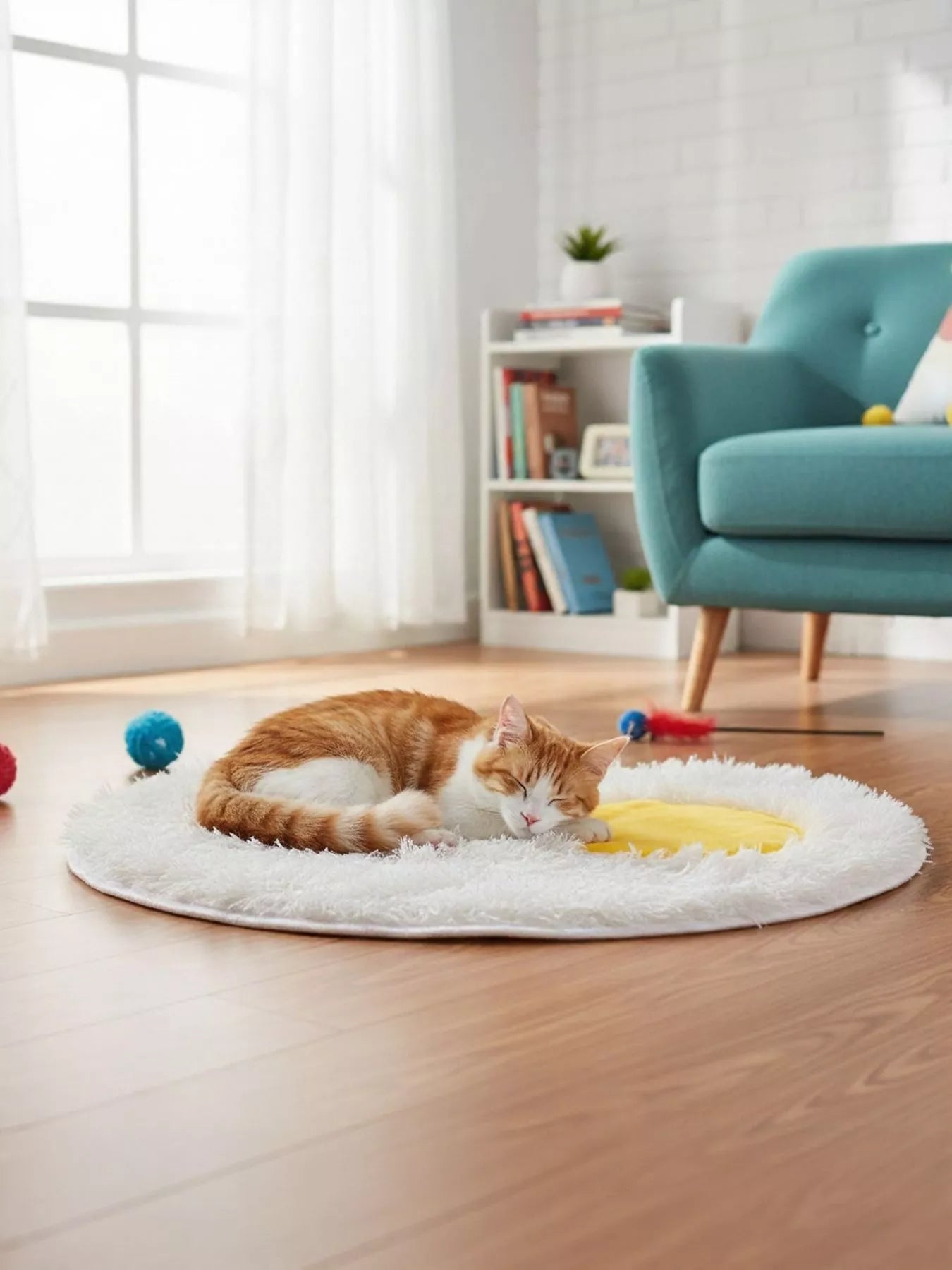 Fried Egg Design Plush Pet Mat