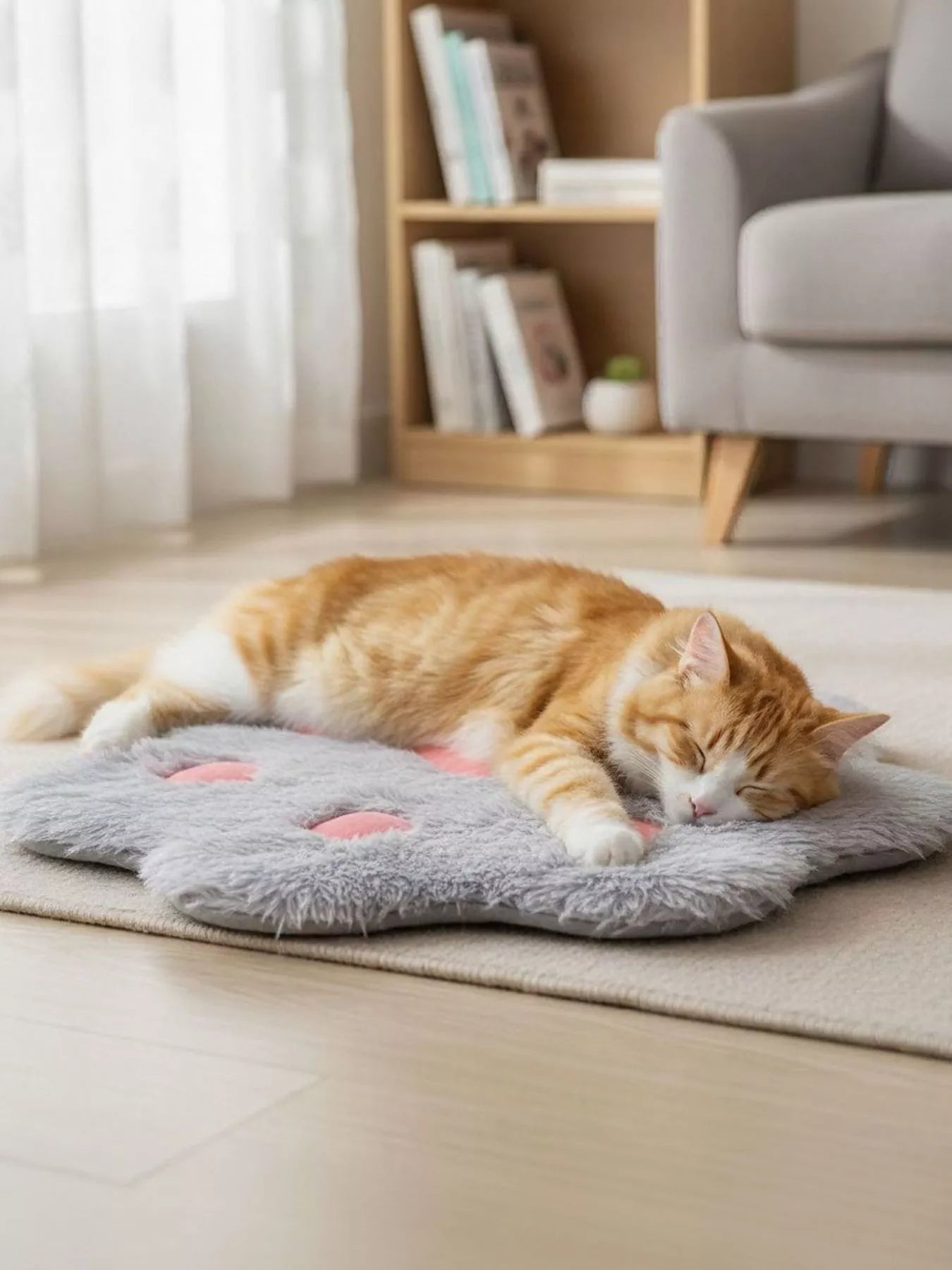 Cute Paw Shape Plush Pet Mat