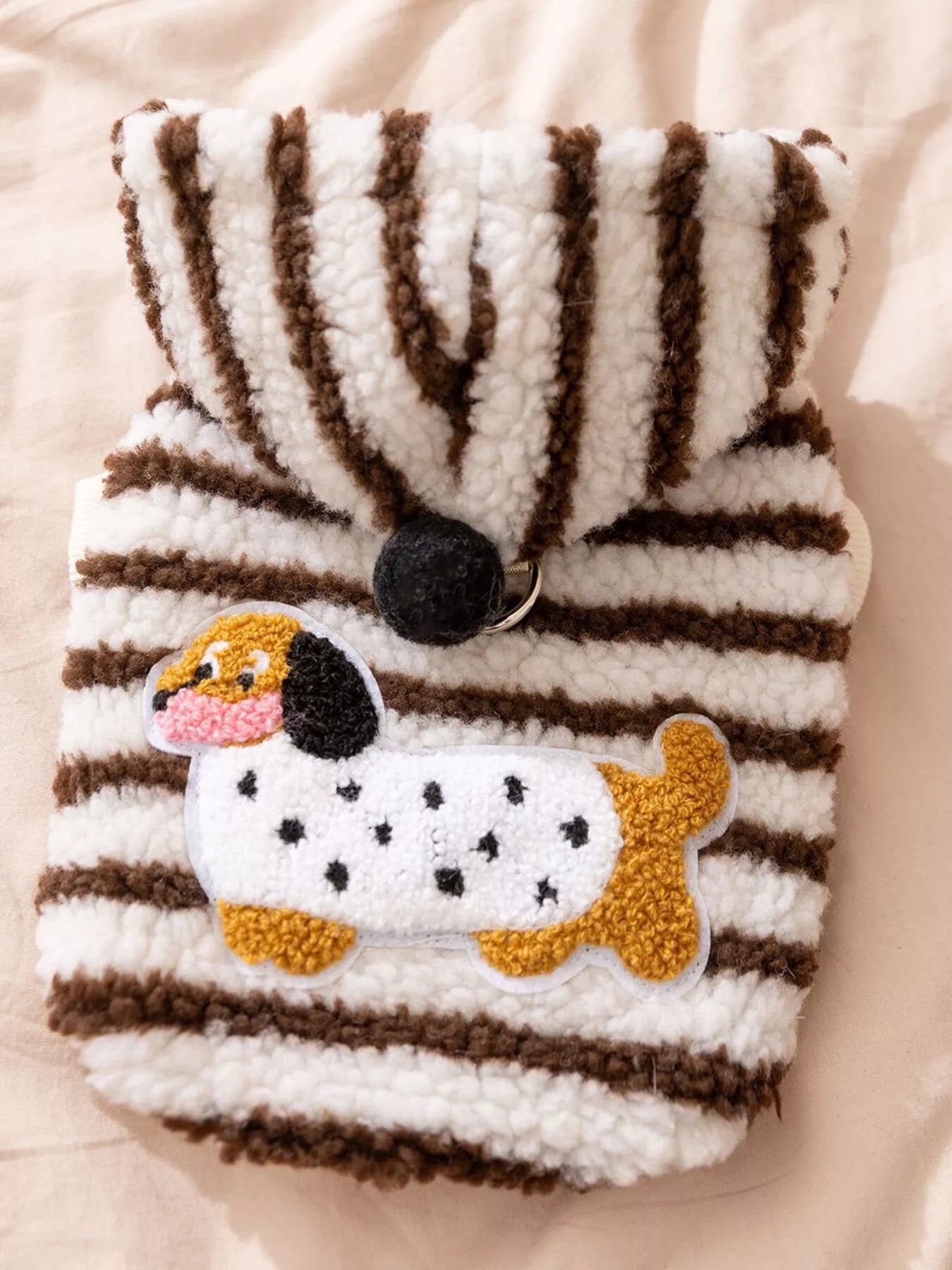Striped Hooded Plush Pet Sweater