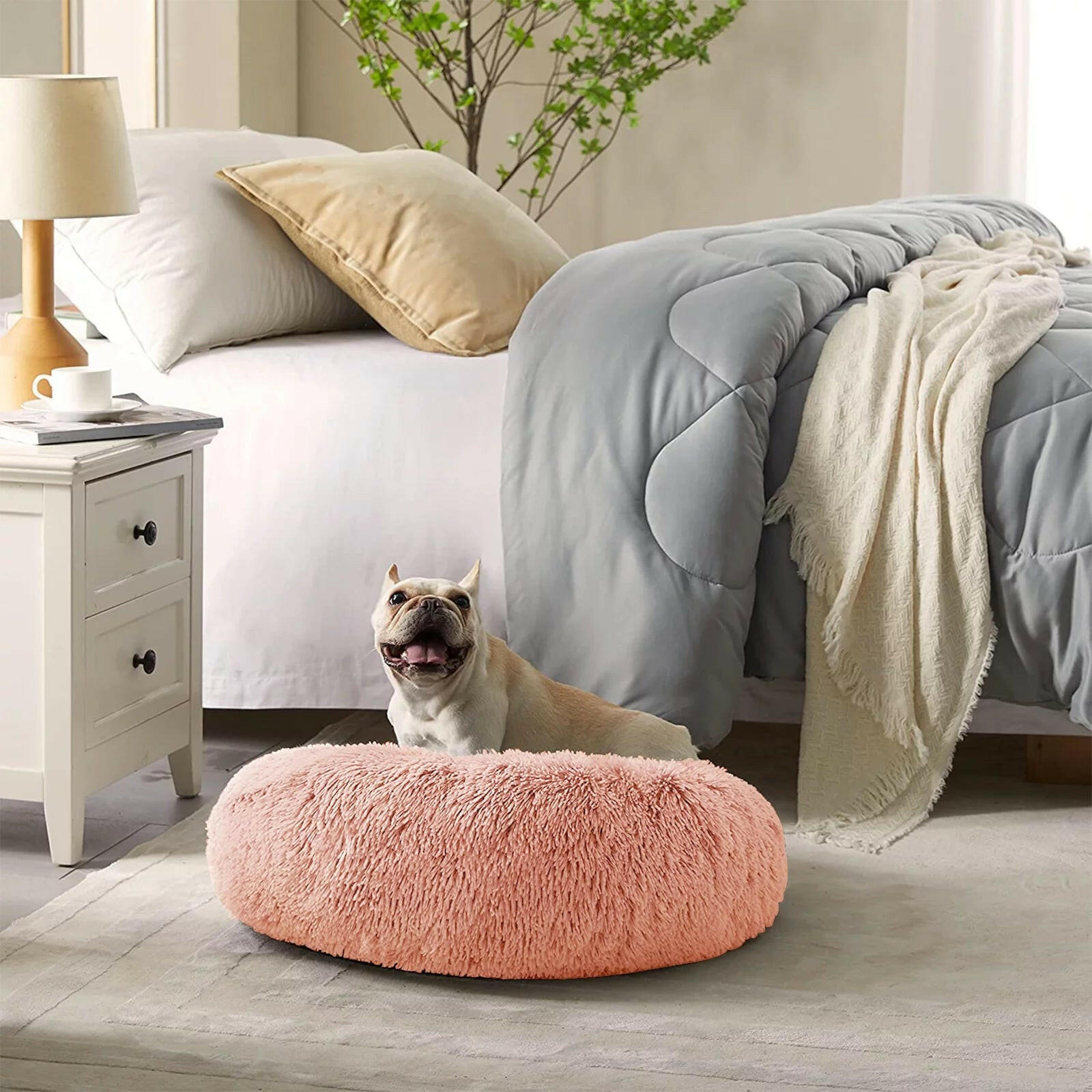 Cozy Donut Dog Bed: Anti-Anxiety &amp; Self-Warming Comfort