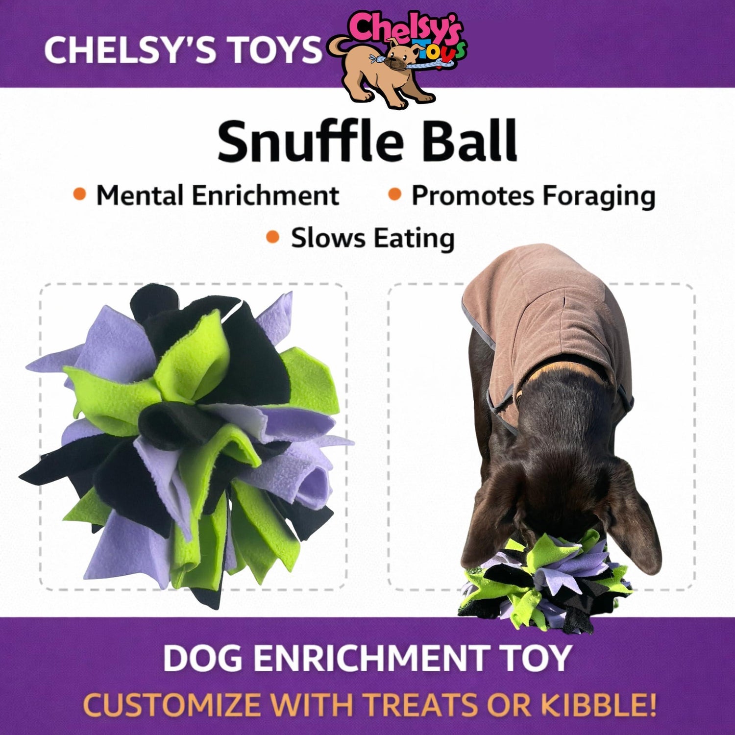 Interactive Snuffle Ball &amp; Treat-Dispenser Toy for Dogs Teething Relief Blue