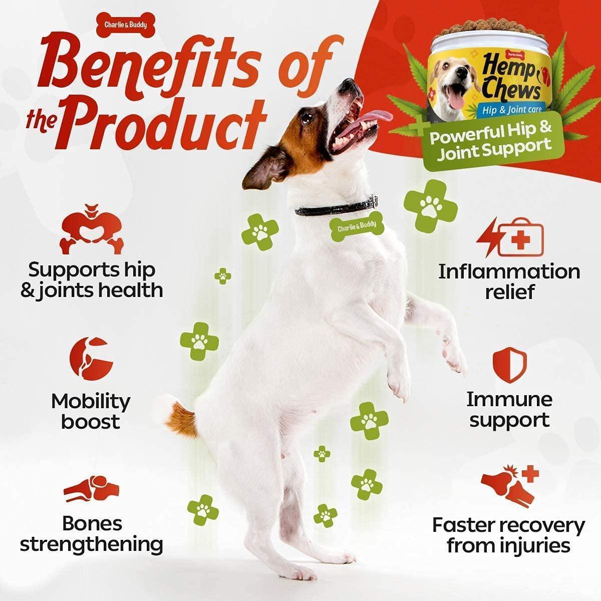 Hemp Hip &amp; Joint Supplement for Dogs 120 Count Glucosamine