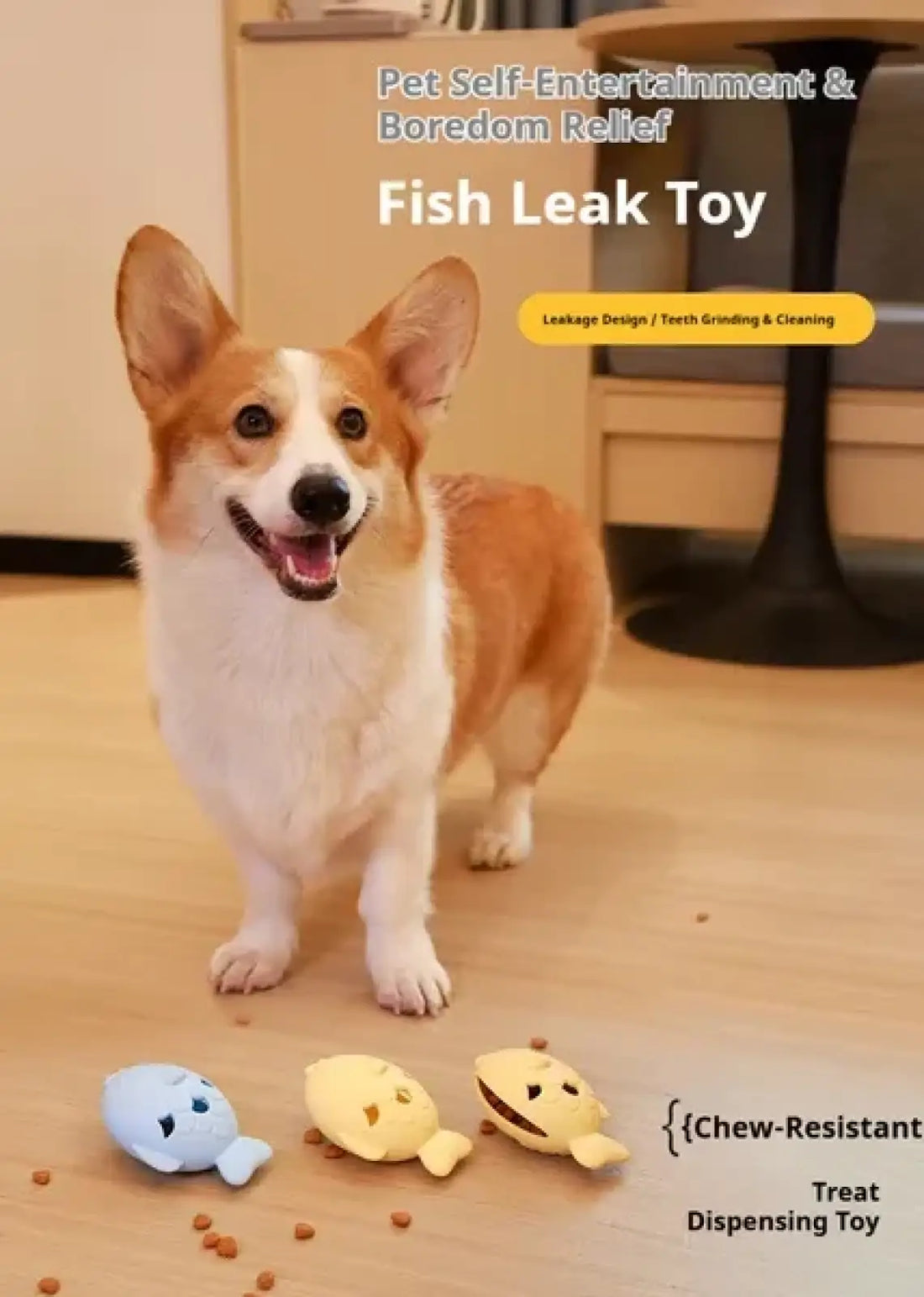 Fish Dog Treat Dispenser Silicone Slow Feeder Toy