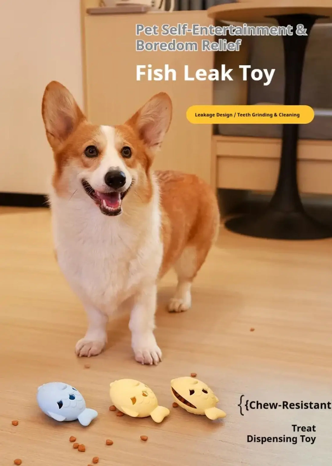 Fish Dog Treat Dispenser Silicone Slow Feeder Toy