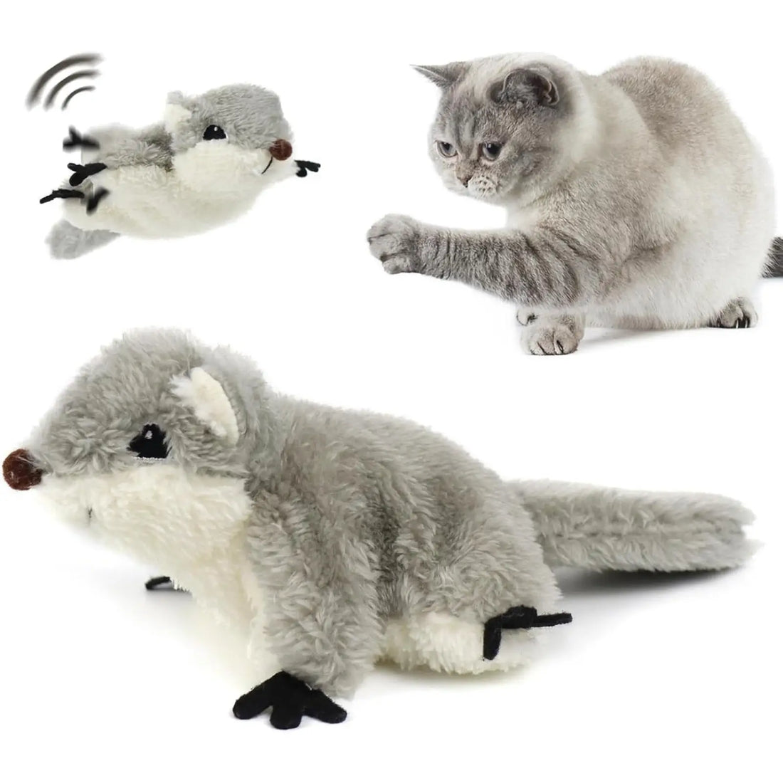 Flapping Squirrel Catnip Toy Rechargeable Cat Kicker