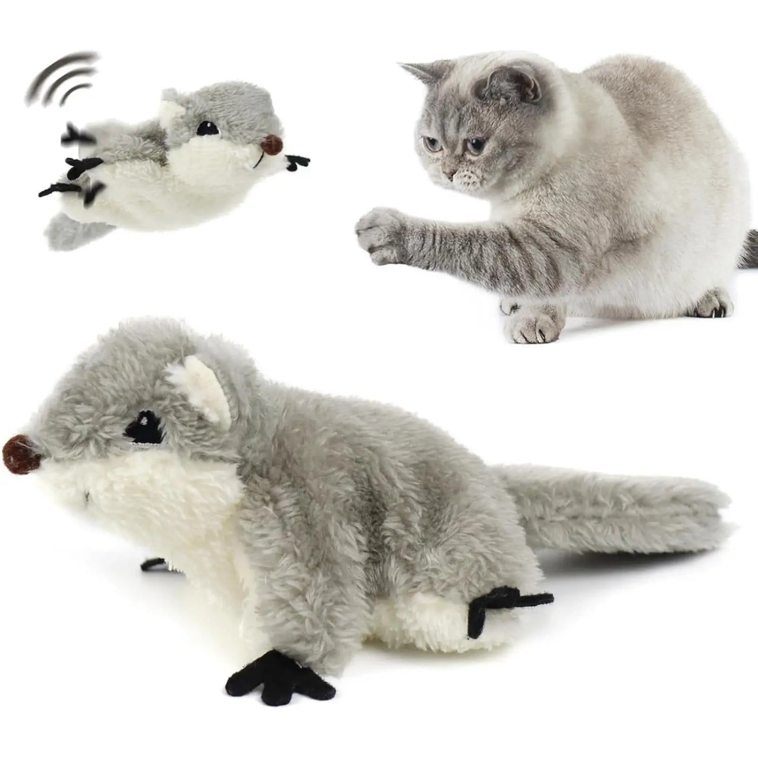Flapping Squirrel Catnip Toy Rechargeable Cat Kicker