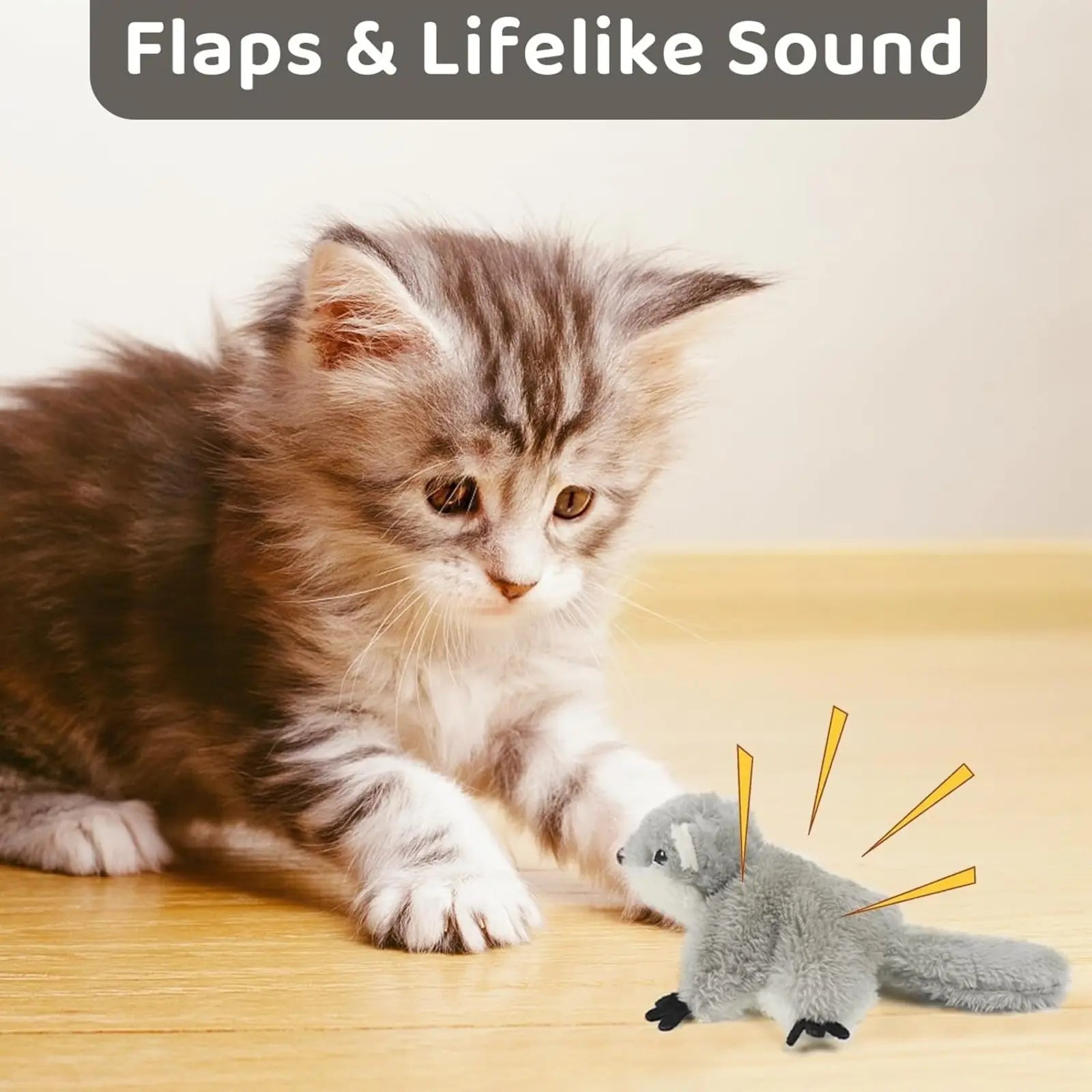Flapping Squirrel Catnip Toy Rechargeable Cat Kicker