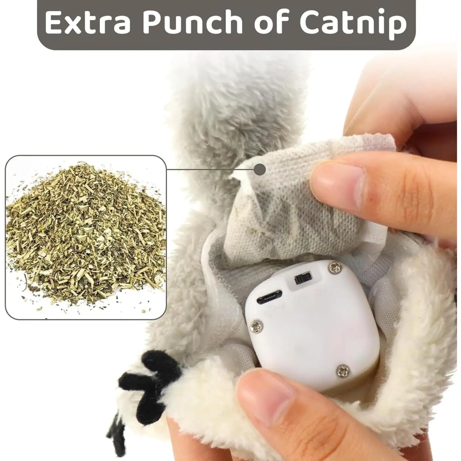 Flapping Squirrel Catnip Toy Rechargeable Cat Kicker