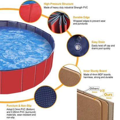 Foldable Pet Swimming Pool Pvc Dog Bathing Tub 63 Inch